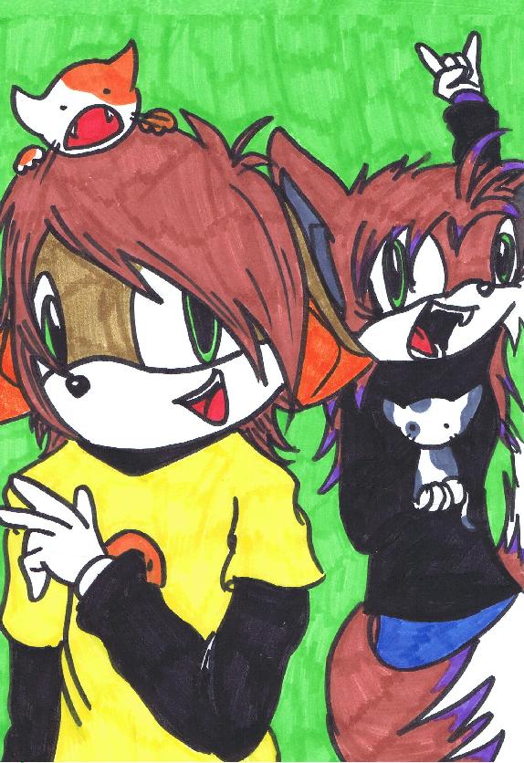 Lukah and Sammy with Cats by Knuckles_prower168