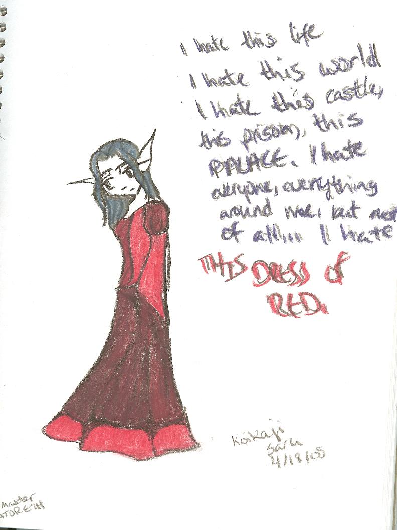 Latoreth in her Dress of Red by Koikaji_Saru_the_Wierd_O