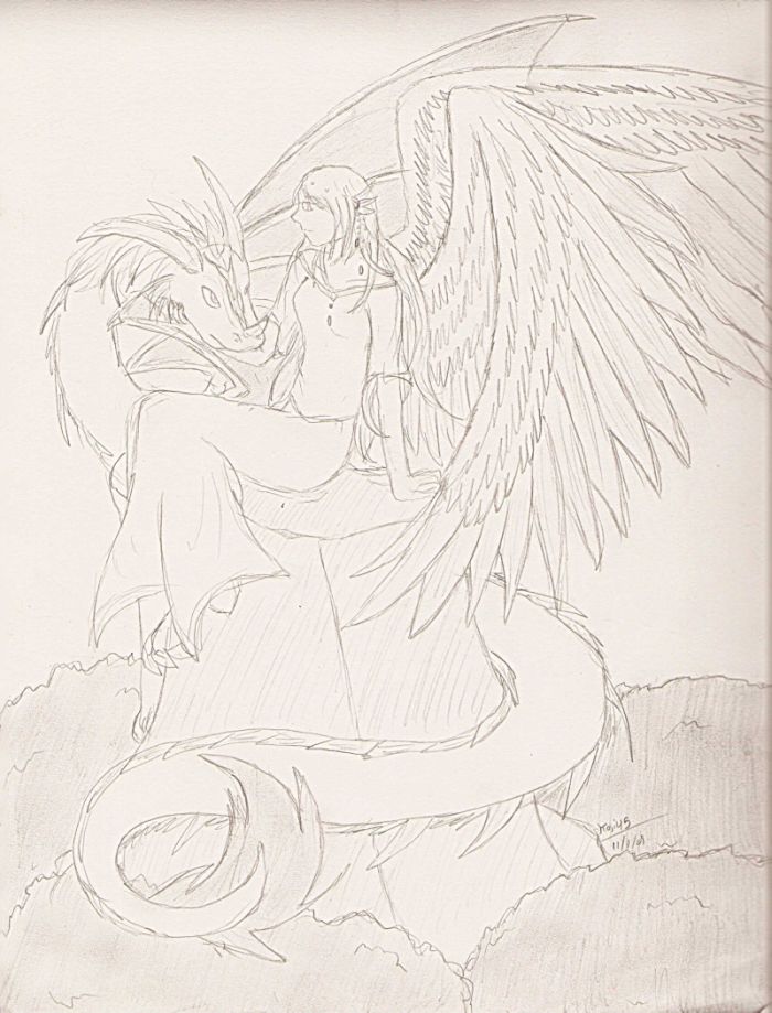 Angel and Dragon Sketch by Koji45