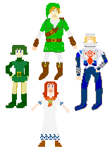 Zelda Sprites - Link, Saria, Malon, and Shiek by KookiNish