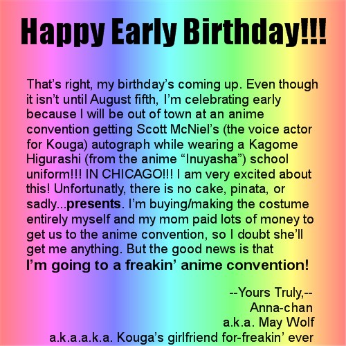 Happy Early Birthday!!! by Kouga_crazy