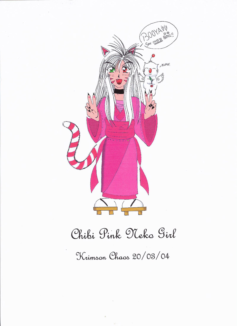 Chibi Pink Neko Girl by KrimsonChaos