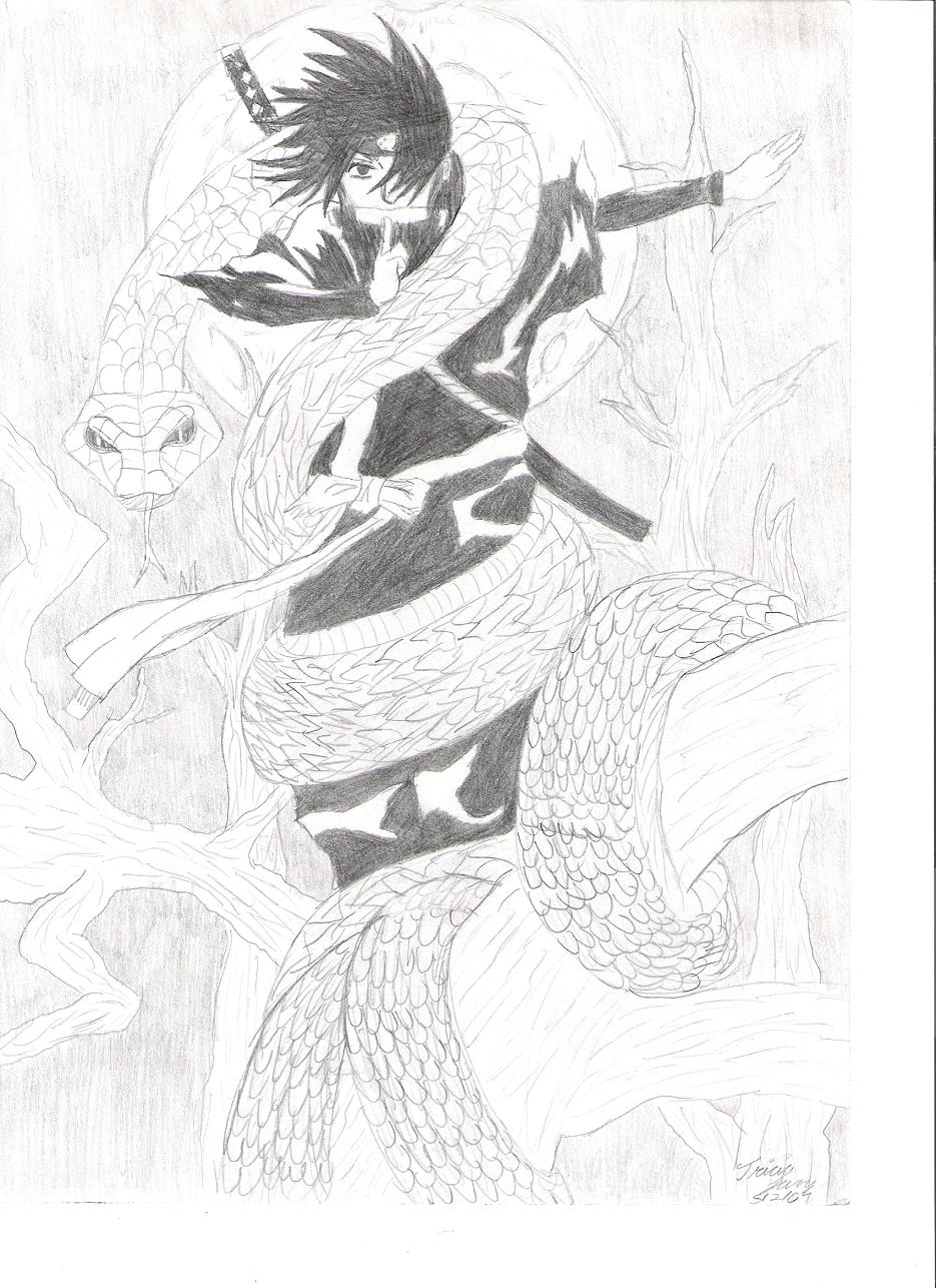 *Sasuke & A Big Snake* by KrimzenAngel