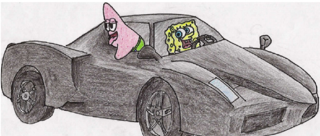 Spongebob in a Ferrari by Kupo