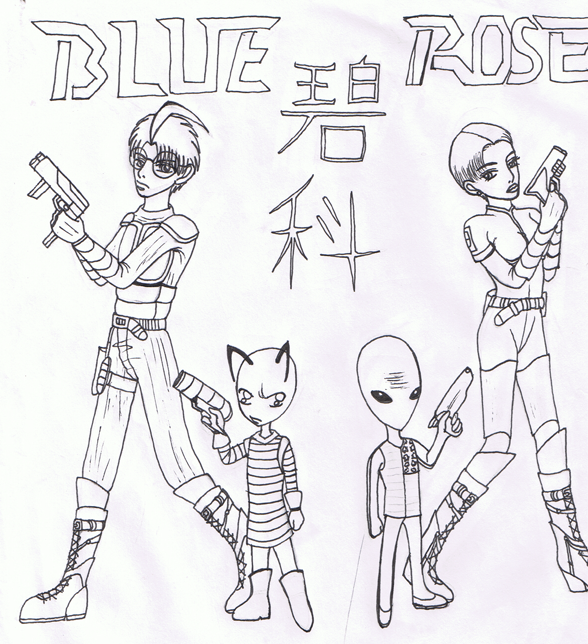 Blue Rose B+W by Kurama_Lover_Otaku_Bunny