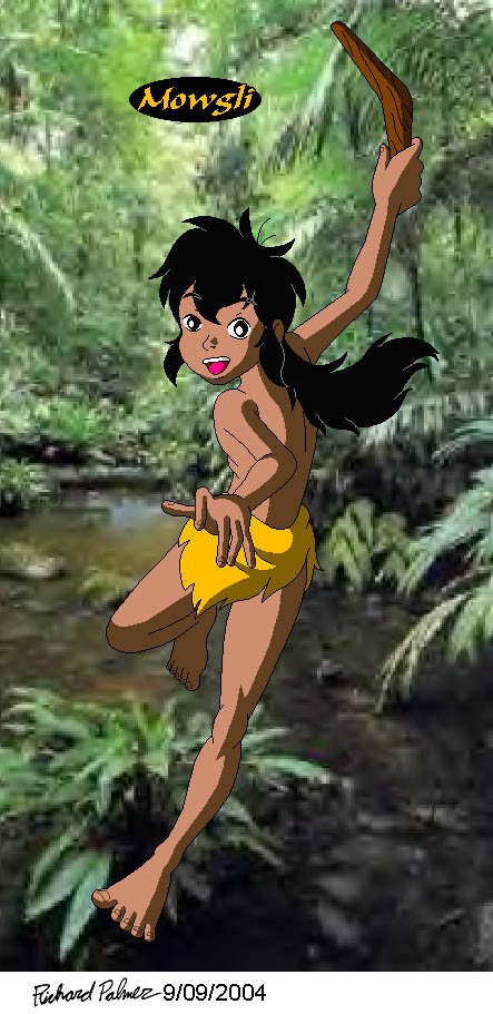 Anime Mowgli throwing his boomerang by Kuroko8