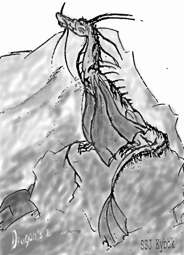 Dragon's Departure, Greyscale W/Shading by KybokSilverfang