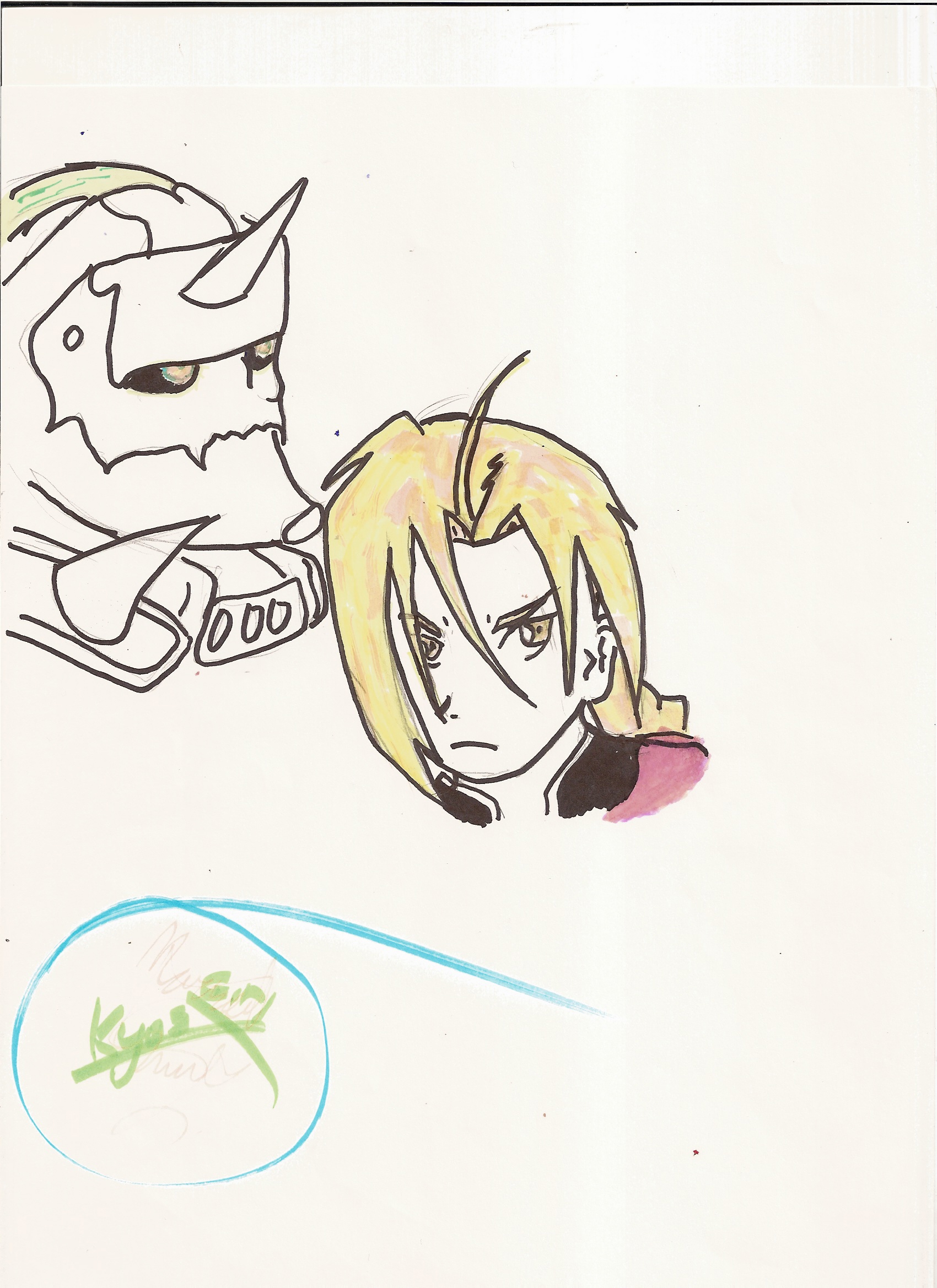 My 1st pic of the elric brothers done in hilighter by KyosGirl
