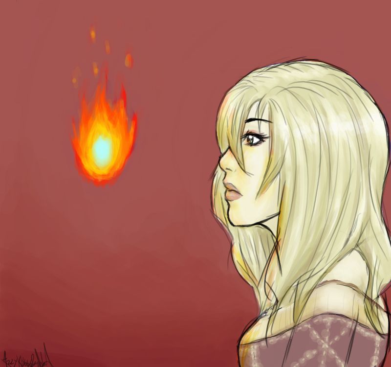 Blonde Pyromancer by KyuuKetsukiKage