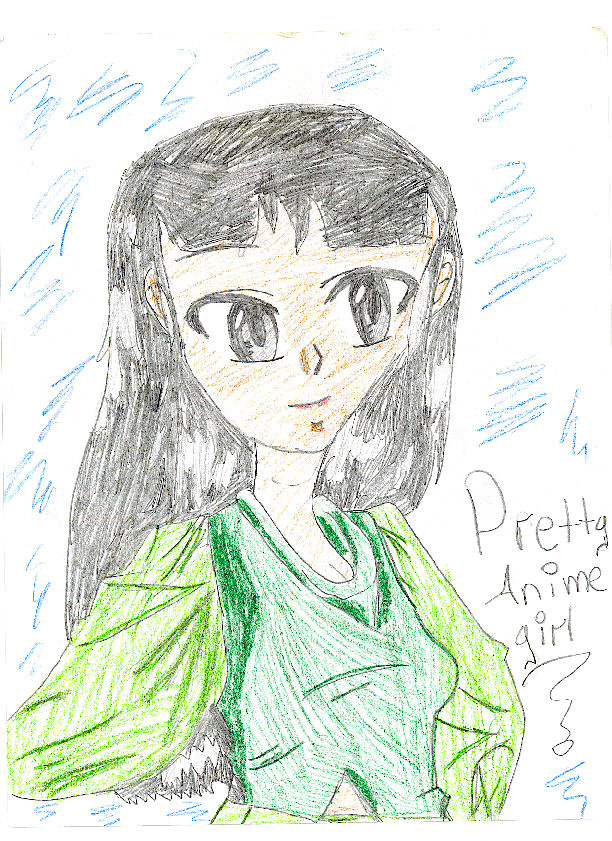 pretty anime girl (coulered) by kagomeinuyasha123