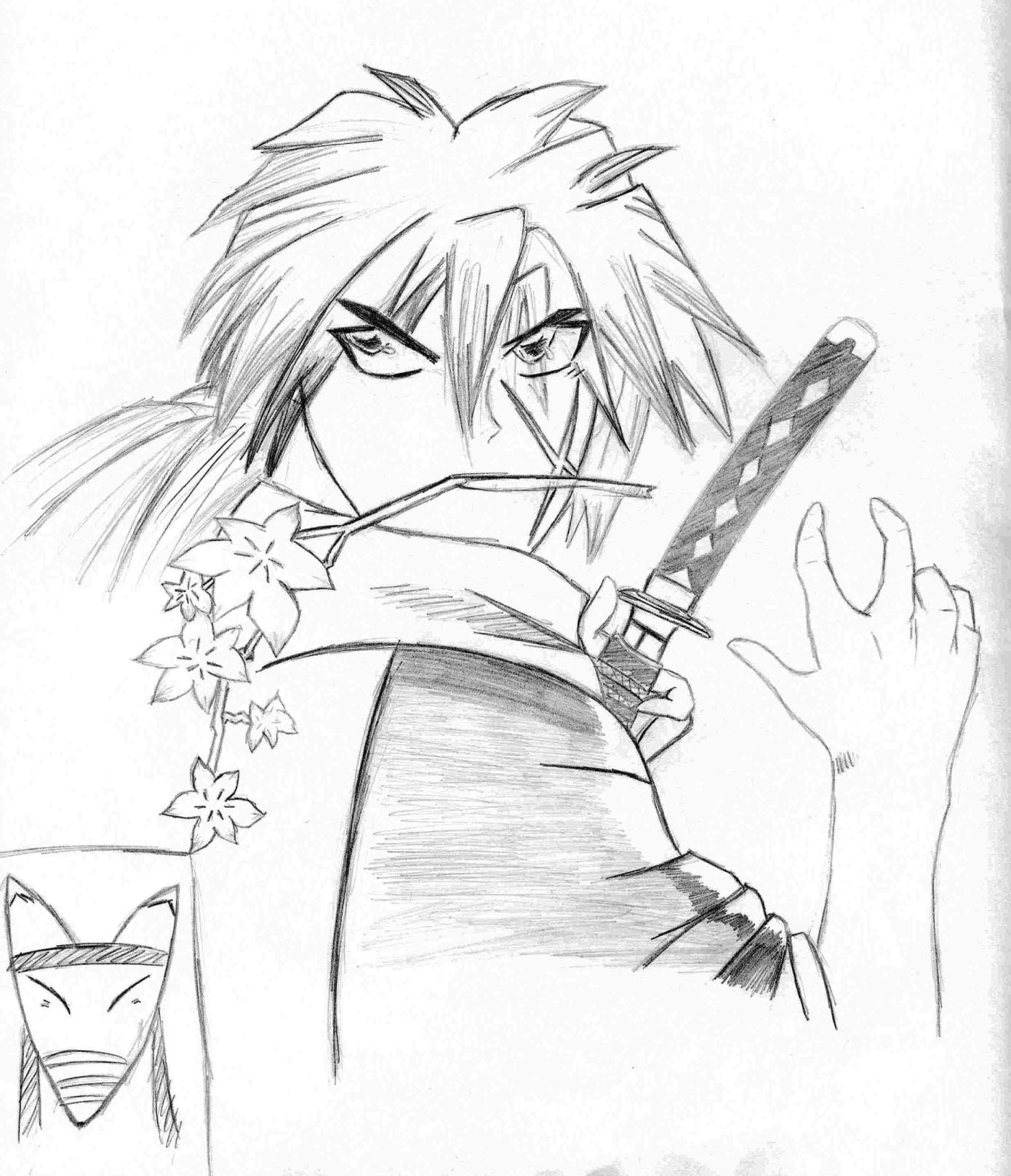 kenshin holding a flower by kakashi