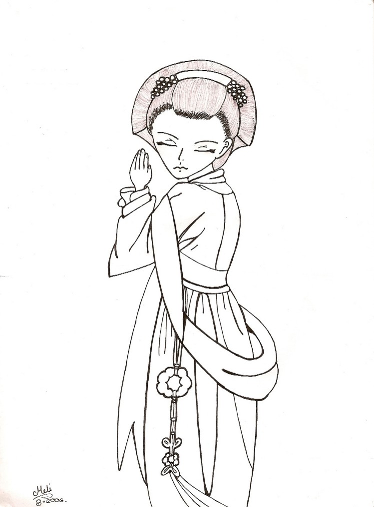 The wondering Geisha (inking) by kamatari17