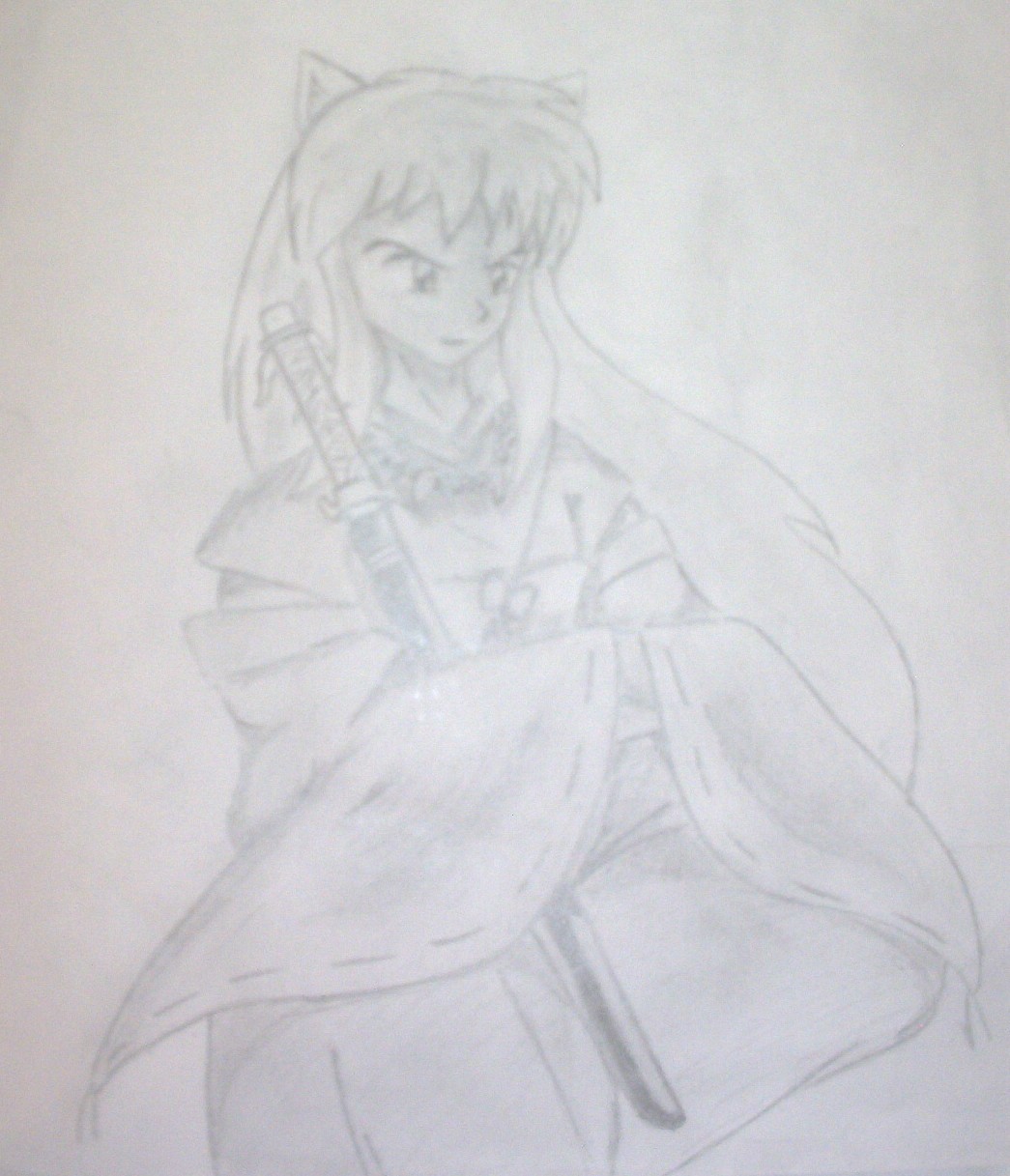 Inuyasha sitting wit his sword by kaname14