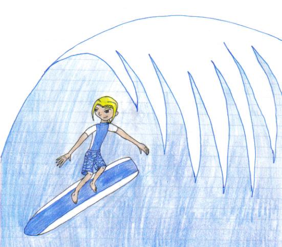 Reggi surfing by kath
