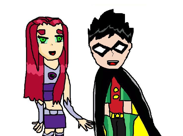 starfire and Robin by katlou303