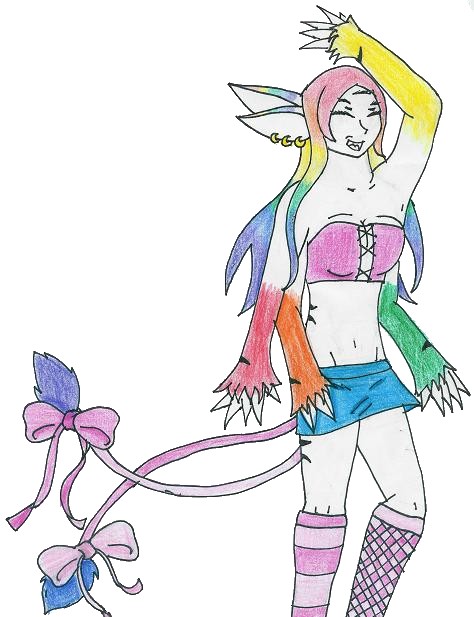 Rainbow Alien Girl by keera_punked_out