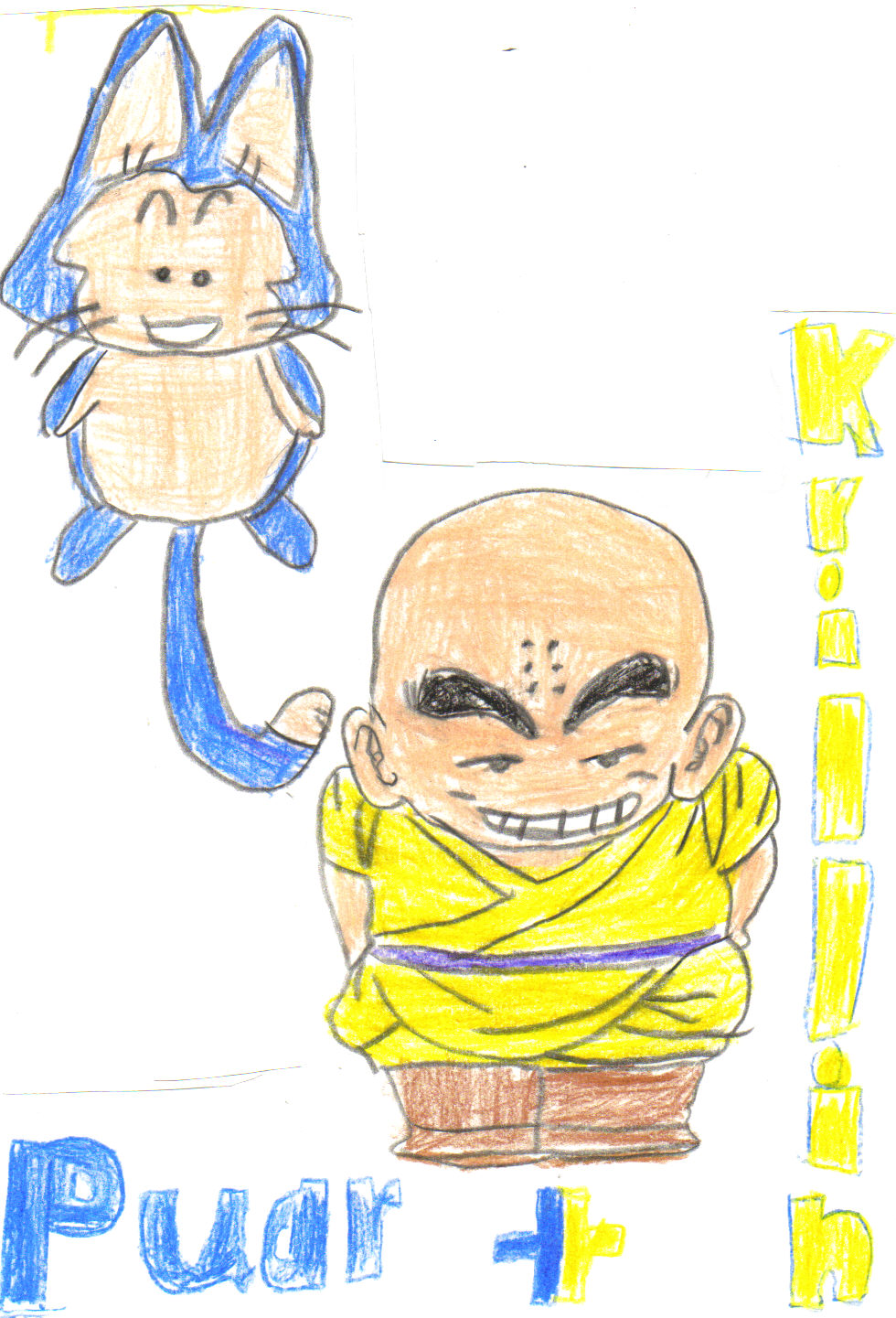 Puar and  young Krillin by keyblademaster