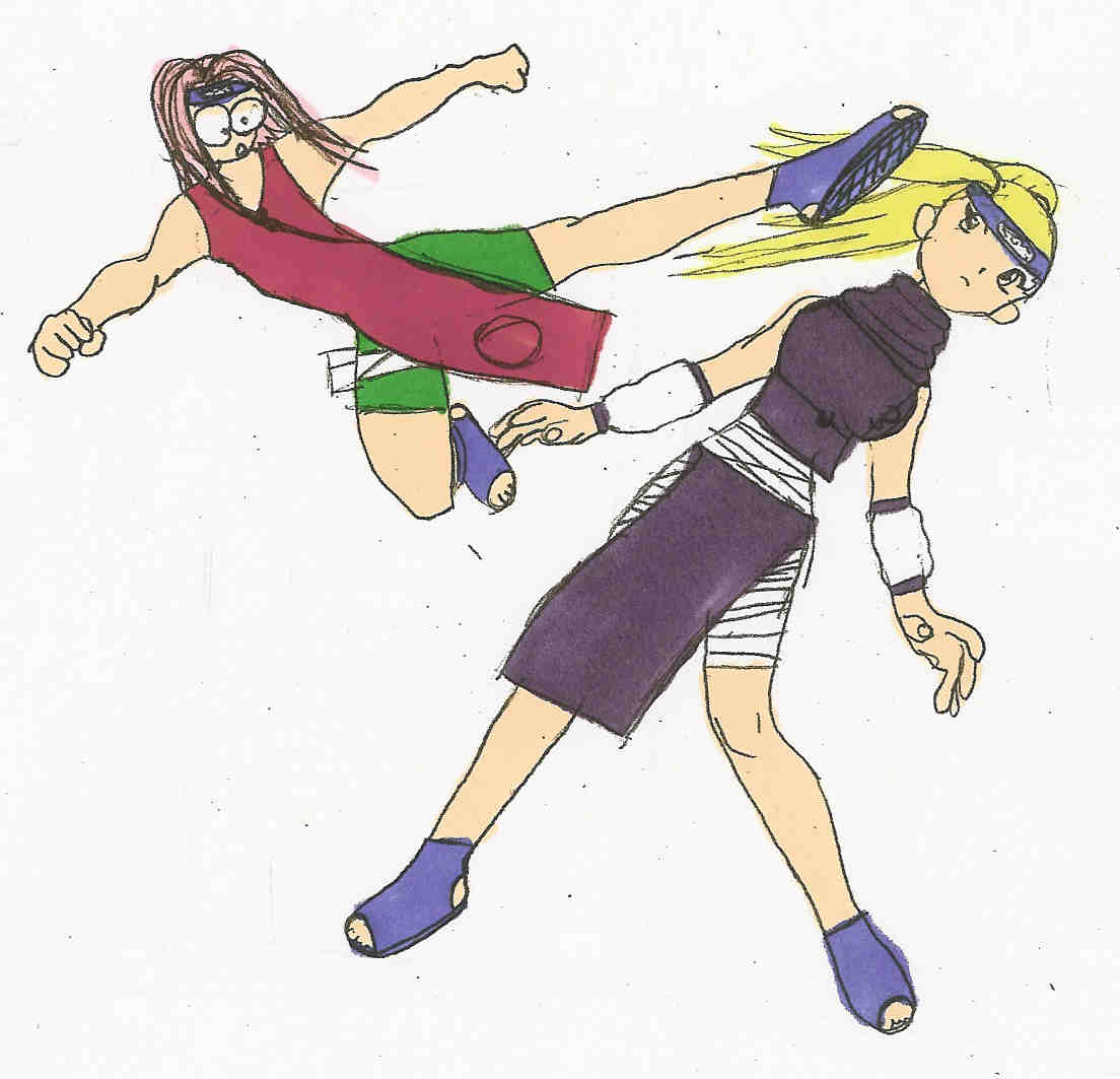 Ino and Sakura Fighting by kiki12342