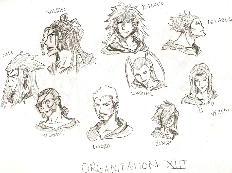 Organization XIII reference sketches(minus Demyx,Xemnas &amp; Axel...) by killerrabbit05