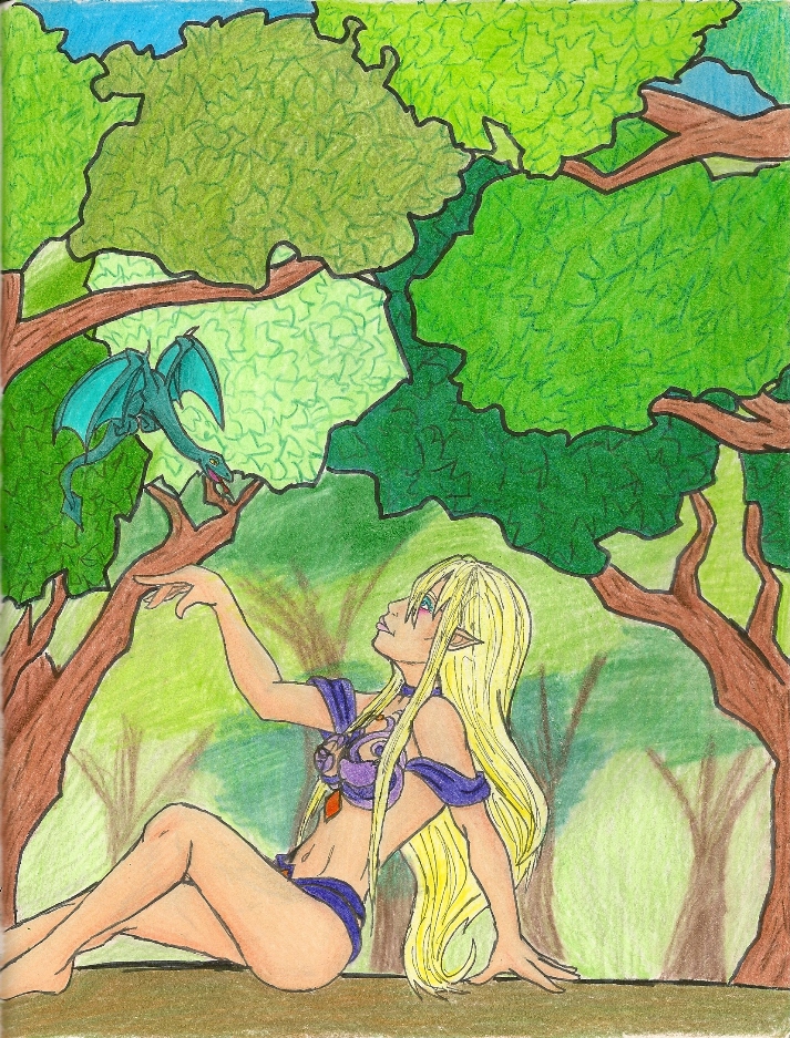 Charmaine and Smaragdragon in the Forest *request for Xiakeyra* by killerrabbit05