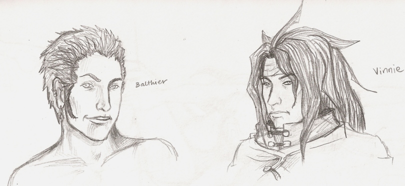 Balthier and Vincent Head Sketches by killerrabbit05