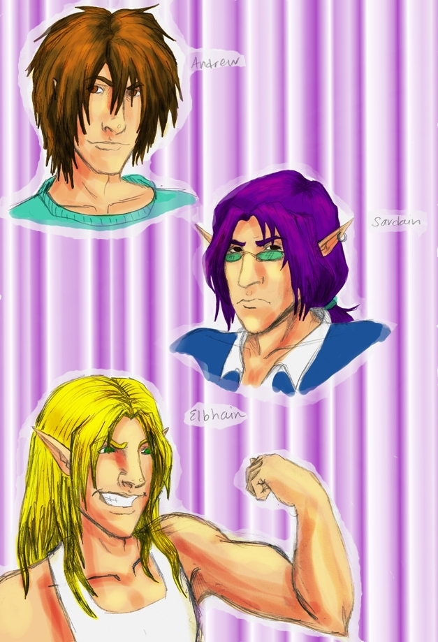 Elbhain, Sardain and Andrew *with SHADING!!!* by killerrabbit05