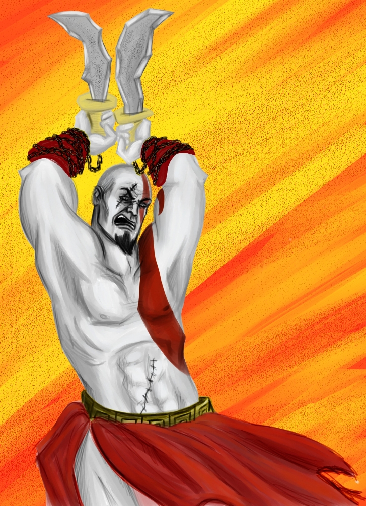 Rage of Kratos- Paint practice by killerrabbit05