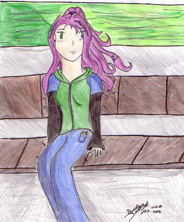 girl on train coloured by kitty706