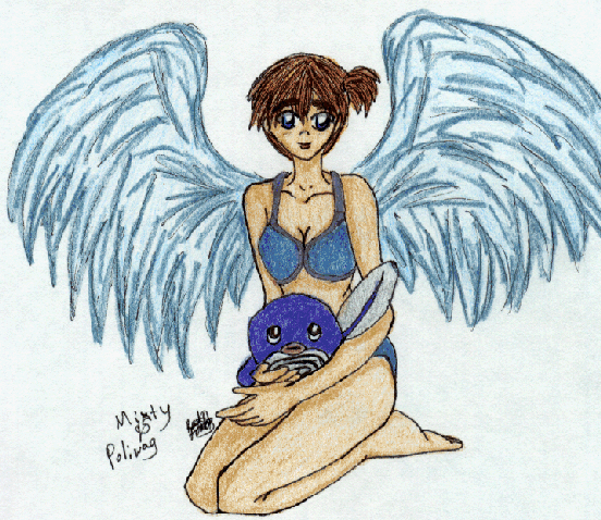 Misty  angel and her Poliwag by kittymoon14