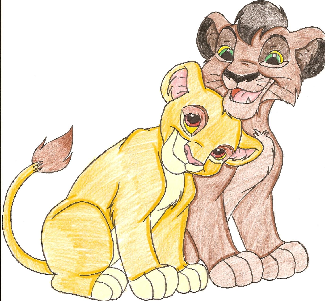 Kovu and Kiara(my colored version) by kittysan5