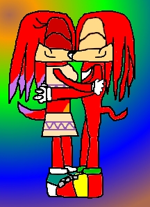 Knux and Roxy-Hug! (request for mikeala12) by kittyshootingstar