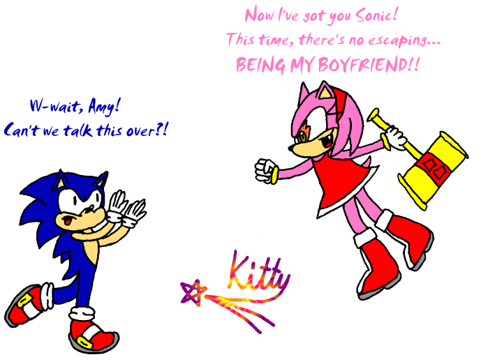 Sonic and Amy fight - Request for ShadowVillan by kittyshootingstar