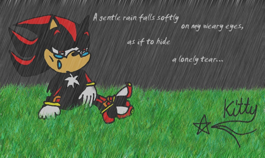 Shadow sitting in the rain by kittyshootingstar
