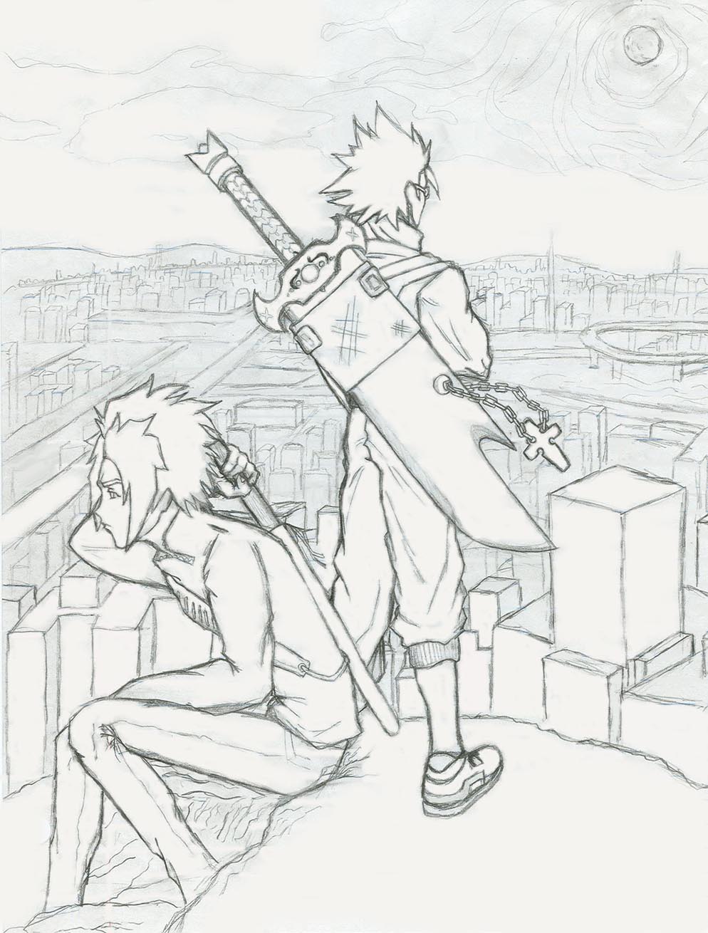Chosokabe and Yoshikuni Overlooking the City by knucks922