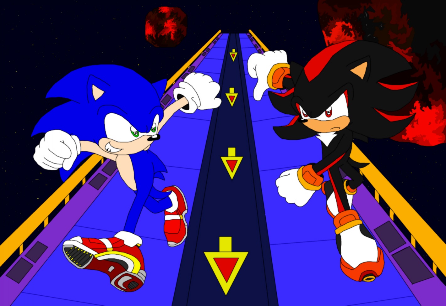 Sonic VS. Shadow (SA2) by knux_and_rouge_fan