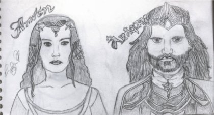 Arwen and Aragorn by krystalevenstar