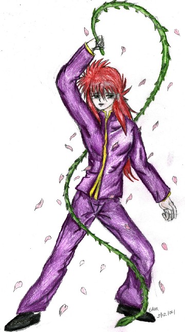 Kurama with his lovely rosey whip by kurama_pajamas