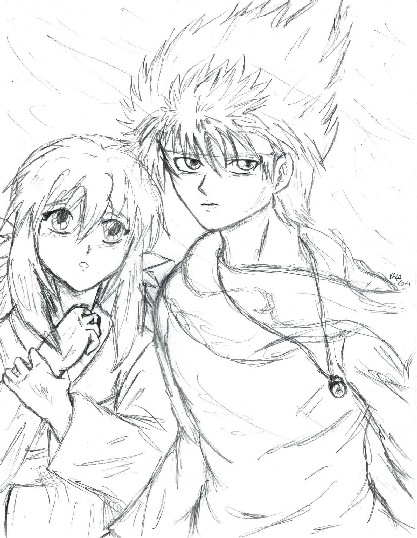 Hiei & yukina sketchy by kurama_pajamas