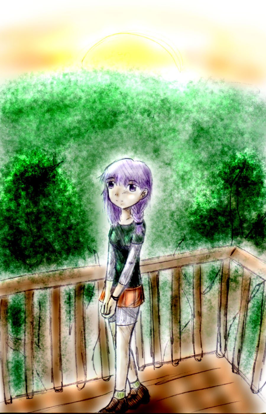 girl on balcony by kyonkichi