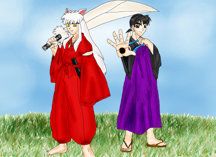 inuyasha and miroku (for lilshanny) by kyugetsuki