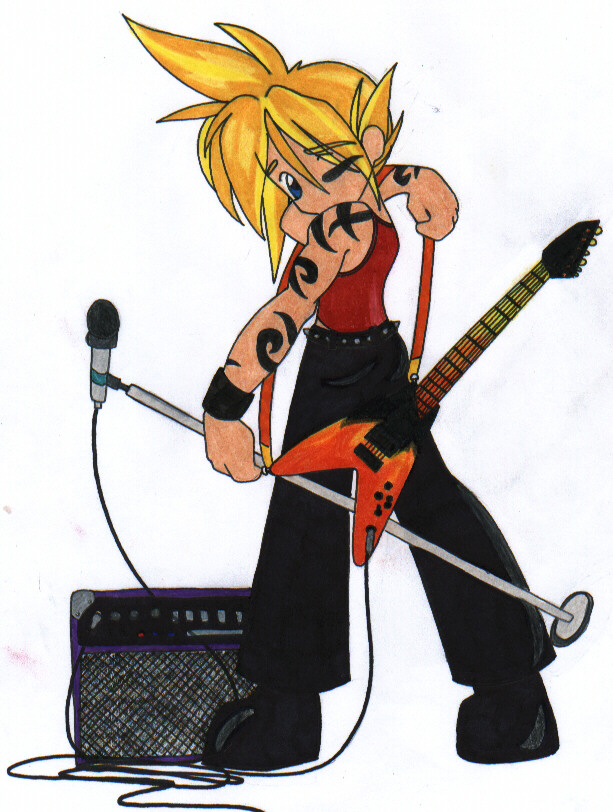 Chibi Cloud with a Guitar by L-Sway