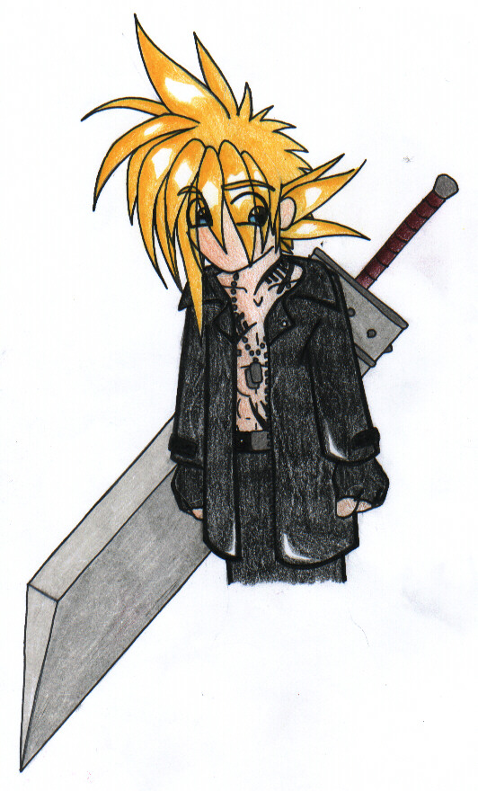 Chibi Cloud in a Trench Coat by L-Sway