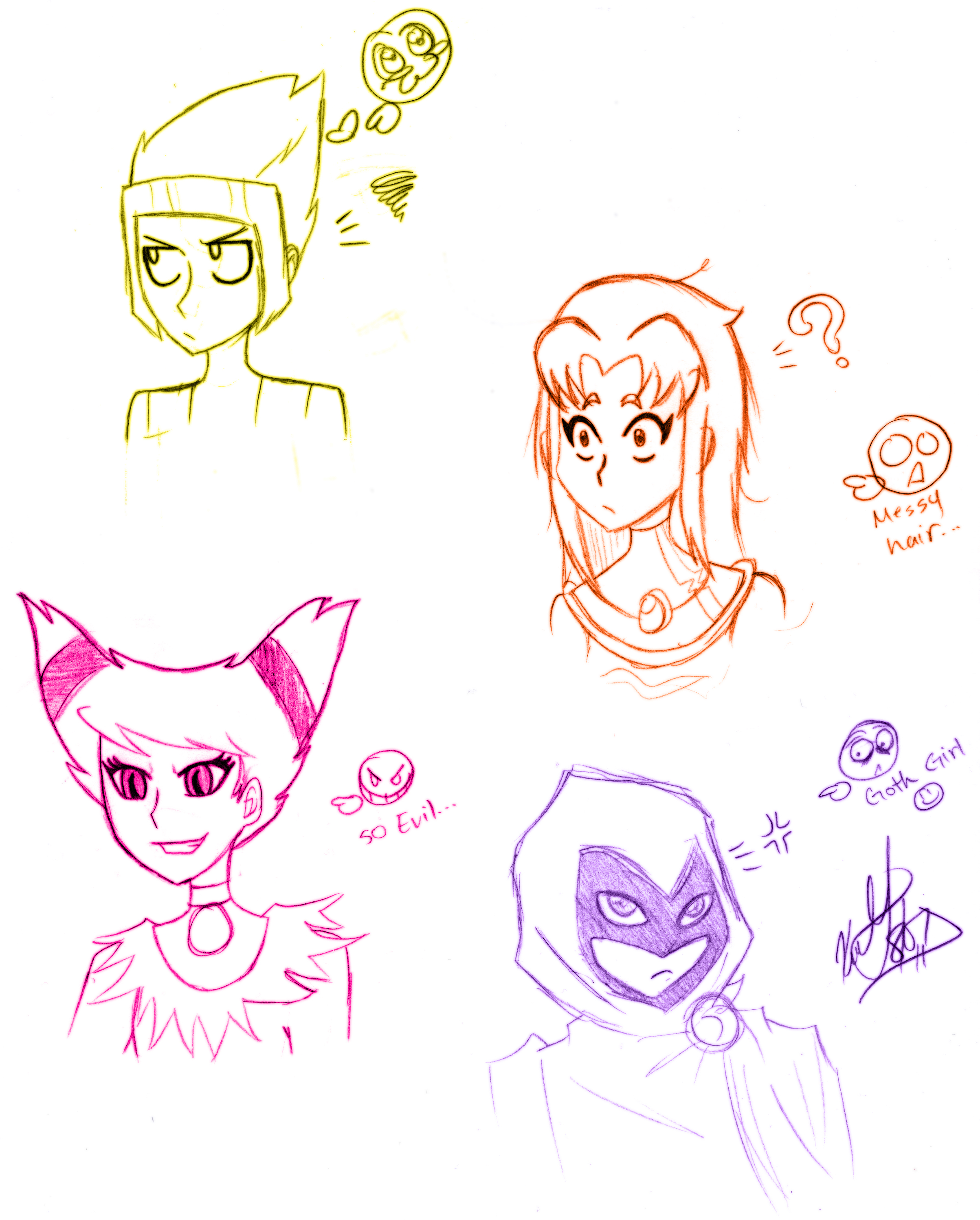 Teen Titan Sketches..:P by LIGHTNING13