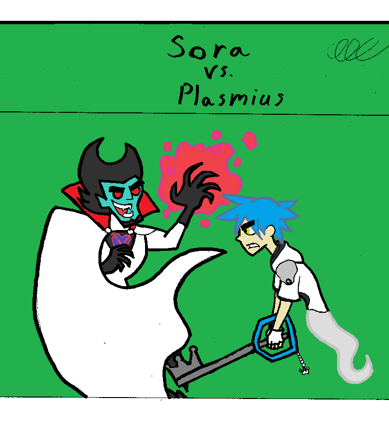 Sora vs. Heartless Plasmius by Lackadaisydragon