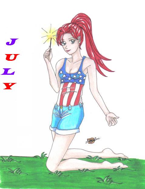 Calendar Gurlz - July by LadyAnime79