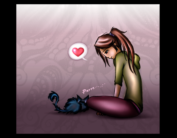 a girl and her kitty by LadyAvali620
