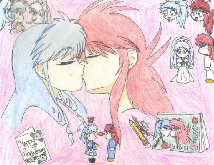 Kurama and Botan-----First Kiss by Lady_Meru