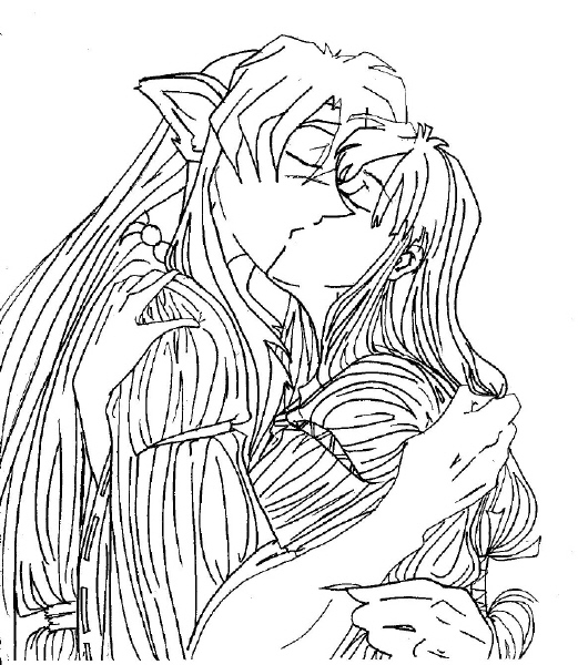 Lingering Passion (Inu+kikyo) *lineart* by Lady_of_Sorrows