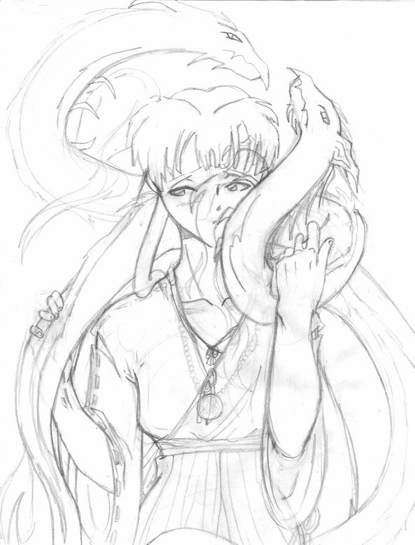 Kikyo ((sketch)) by Lady_of_Sorrows