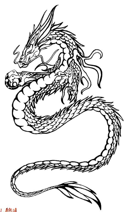 B&amp;W Oriental Dragon by Lamia